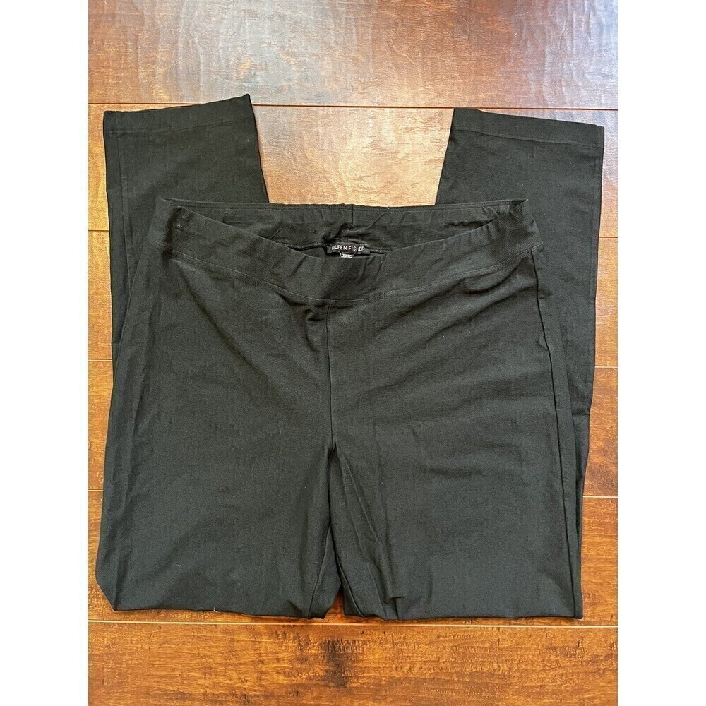 Eileen Fisher Green Pull On Casual Slim Straight Leg Pants Sz Womens M
